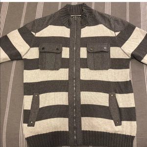 Forever 21 Mens Striped Zip Jacket Size L Grey